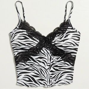 Zebra Print Lace Trim Camisole